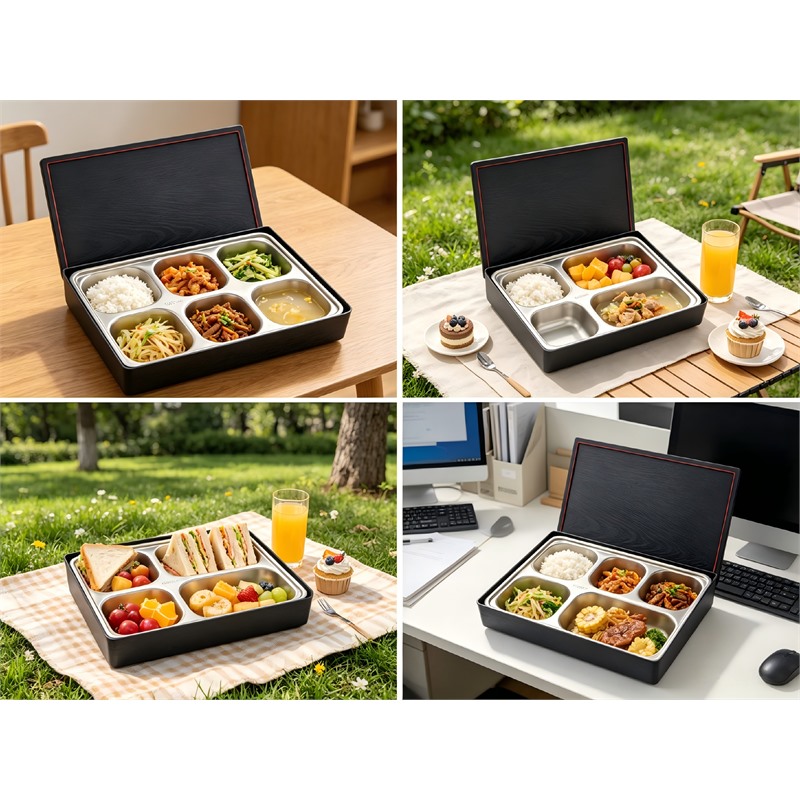 Four-Compartment Stainless Steel Bento Box