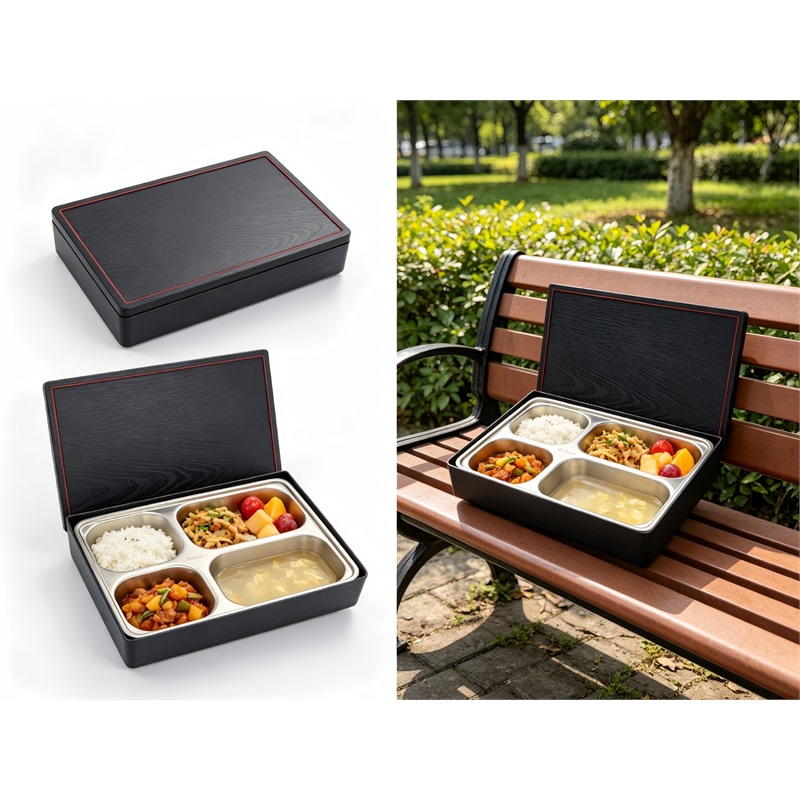 Four-Compartment Stainless Steel Bento Box