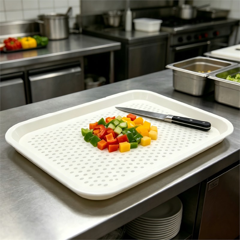 Durable Plastic Canteen Lunch Rectangular Tray