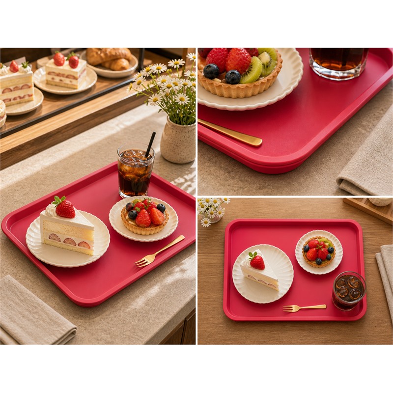 Colored PP Round Corner Tray For Central Kitchens