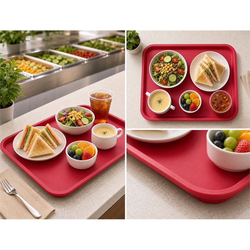 Colored PP Rectangular Tray For Reusable Dining