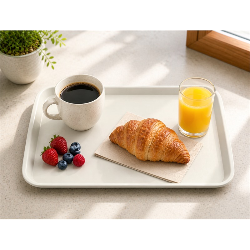 Reusable Polypropylene Smooth Surface Tray For Hospital Dining