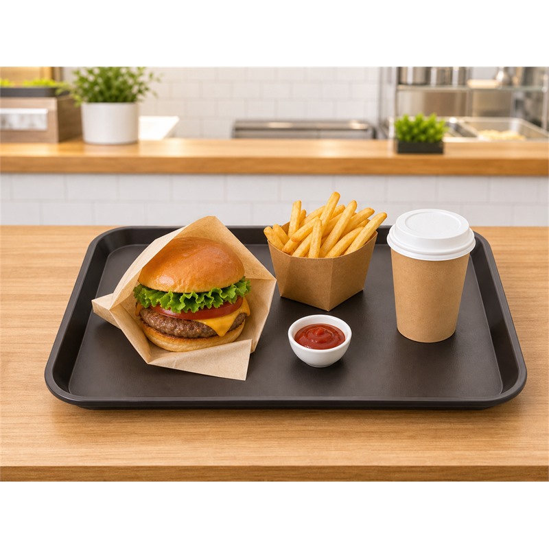 Reusable Polypropylene Deep Compartment Tray For Fast Meals
