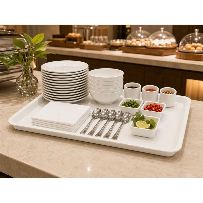 BPA Free PP Self Service Cafeteria Dessert Tray