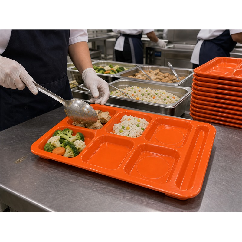School Cafeteria Divided Lunch Tray