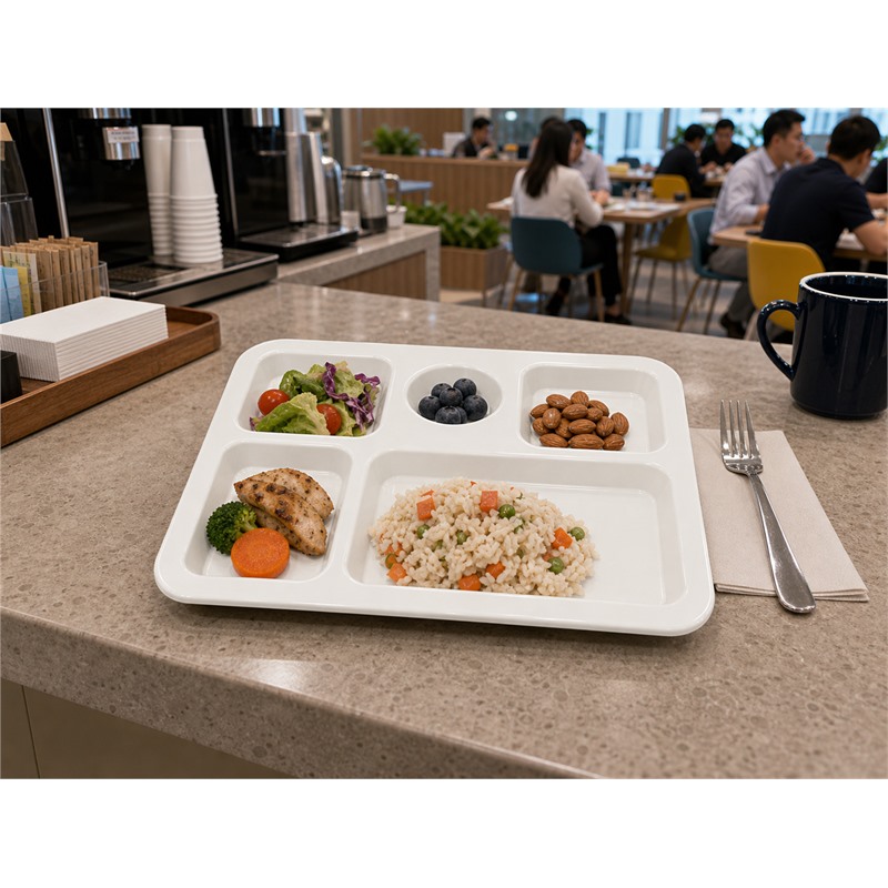 Plastic Food Service Tray With Sections
